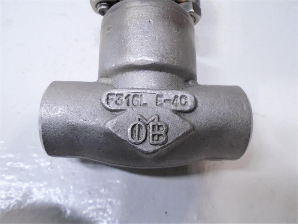 LOT of (4) OMB 1/2" NPT 800# 316 Stainless Steel Gate Valve, Cat# L810-NACE